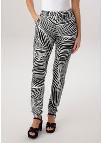 Schlupfhose Aniston SELECTED, Damen, Gr. 46, N-Gr, wei&szlig;, neutral, Jersey, Obermaterial: 100% Viskose, figurumspielend kn&ouml;chellang, Hosen Schlupfhose, mit trendigen Allover-Print - NEUE KOLLEKTION