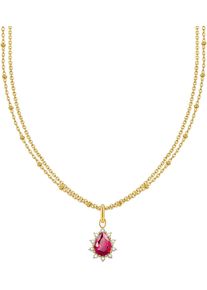 Kette mit Anh&auml;nger Thomas Sabo "Vintage Romance" Gr. 45, bunt (gelbgoldfarben, rot, wei&szlig;), Halsketten, Damen, 45, Silber 925 (recycelt), B: 8,7mm, Kette mit Anh&auml;nger, mit Saphir (synth.), Zirkonia (synth.), B:8,7mm