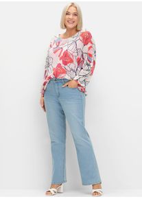 Bootcut-Jeans sheego, Damen, Gr. 48, Normalgr&ouml;&szlig;en, blau (light blau, denim), 98% Baumwolle, 2% Elasthan, unifarben, lang, Jeans Bootcut-Jeans