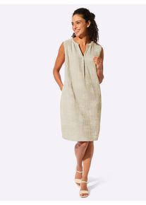 Sommerkleid Inspirationen "Kleid", Damen, Gr. 36, Normalgr&ouml;&szlig;en, sand, ecru, Web, 100% Baumwolle, bedruckt, gebl&uuml;mt, gemustert, mehrfarbig, knielang, Rundhals, Kleider Sommerkleid