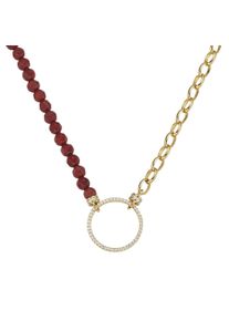 Collier "Collier mit Ziersteinen, Silber 925", gold, Giorgio Martello MILANO, Halsketten, Damen, Silber 925 (Sterlingsilber), Collier