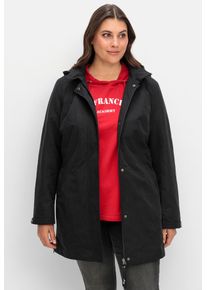 Outdoorjacke sheego, Damen, Gr. 46, schwarz, 84% Polyester, 16% Baumwolle, unifarben, Jacken Outdoorjacke