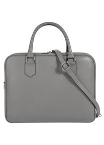 Aktentasche CLUTY, Damen, Gr. B/H/T: 35cm x 28cm x 13cm onesize, grau, Leder, leicht gl&auml;nzend, unifarben, Taschen Aktentasche, echt Leder, Made in Italy