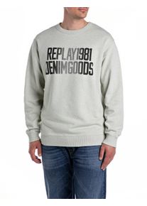 Sweatshirt Replay, Herren, Gr. L, light mint melange, Sweatware, Obermaterial: 100% Baumwolle, bedruckt, regular fit, Rundhals, angesetztes B&uuml;ndchen, Sweatshirts Sweatshirt, mit Frontprint