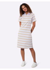 Shirtkleid Casual Looks "Kleid", Damen, Gr. 44, Normalgr&ouml;&szlig;en, flieder, camel, geringelt, Jersey, 95% Baumwolle, 5% Elasthan, gemustert, gestreift, mehrfarbig, kurz, Kleider Shirtkleid