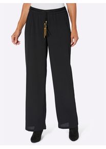 Palazzohose Lady, Damen, Gr. 46, Normalgr&ouml;&szlig;en, schwarz, 100% Polyester, unifarben, lang, Hosen Palazzohose