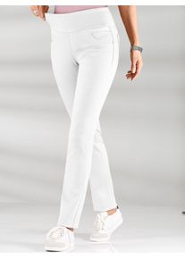 Schlupfhose Casual Looks, Damen, Gr. 46, Normalgr&ouml;&szlig;en, wei&szlig;, 65% Baumwolle, 33% Polyester, 2% Elasthan, unifarben, lang, Hosen Schlupfhose