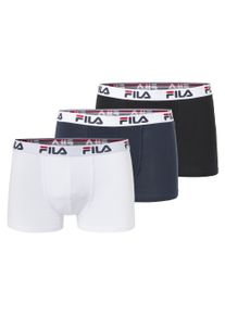 Boxer Fila "JUNIOR BOY BOXER SHORTS", Jungen, Gr. 134/140, schwarz (schwarz, wei&szlig; navy), Single Jersey, Obermaterial: 95% Baumwolle, 5% Elasthan, unifarben, k&ouml;rpernah, Unterhosen Boxer, f&uuml;r KIDS, Topseller