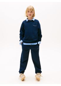 Langarmshirt & Hose Tommy Hilfiger "MINI CORP C-NECK SWEATSHIRT SET", Jungen, Gr. 14 (164), blau (schwarz night navy), Jersey, Obermaterial: 80% Baumwolle, 20% Polyester, unifarben, KOB Set-Artikel Langarmshirt & Hose, Kinder bis 16 Jahre