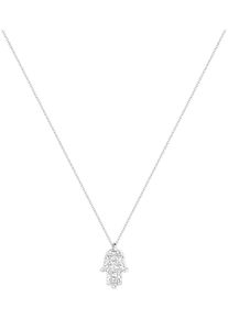 Kette mit Anh&auml;nger Elli "Schmuck Geschenk Silber 925 Hamsa Hand" Gr. 45, silber (silberfarben, kristallwei&szlig;), Halsketten, Damen, 45, Silber 925 (Sterlingsilber), L: 45 B: 1,1mm, Kette mit Anh&auml;nger, mit Glasstein, B:1,1mm