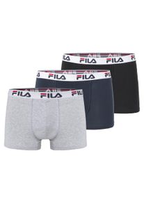 Boxer Fila "MAN BOXER SHORTS", Herren, Gr. S, blau (navy, grau, meliert, schwarz), Single Jersey, Graumeliert (Obermaterial): 67% Baumwolle, 28% Elasthan, 5% Polyester. Obermaterial: 95% Baumwolle, 5% Elasthan, unifarben, k&ouml;rpernah, Unterhosen Boxer, mit elastischem Logobund