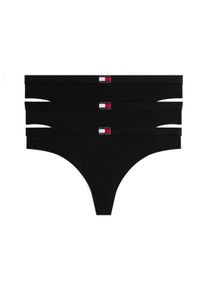 String "3 PACK THONG (EXT.SIZES)", Damen, Gr. XL (42/44), 3 Stk., schwarz (schwarz, schwarz, schwarz), Jersey, Obermaterial: 95% Baumwolle, 5% Elasthan, Tommy Hilfiger Underwear, k&ouml;rpernah, Unterhosen String, basic, elastischer Bund, unifarben
