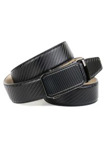 Lederg&uuml;rtel Anthoni Crown, Herren, Gr. 95, schwarz, Leder, gemustert, G&uuml;rtel Lederg&uuml;rtel, Handgen&auml;hter G&uuml;rtel mit sportiver Automatik-Schlie&szlig;e in Karbon