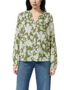 Langarmbluse s.Oliver, Damen, Gr. 34, gr&uuml;n floral, Web, Obermaterial: 100% Viskose, gemustert, regular fit normal, Rundhals, elastischer Bund, Blusen Langarmbluse, mit All-Over Print