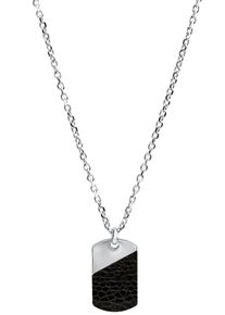 Kette mit Anh&auml;nger Firetti "Schmuck Geschenk Halskette Dog Tag", schwarz (edelstahlfarben, schwarz), Halsketten, Herren, Edelstahl, L: 55 B: 3mm, Kette mit Anh&auml;nger, B:3mm