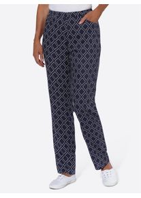 Schlupfhose Classic Basics, Damen, Gr. 46, Normalgr&ouml;&szlig;en, blau (marine, wei&szlig;, bedruckt), 100% Viskose, gemustert, mehrfarbig, lang, Hosen Schlupfhose