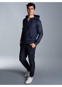 Freizeitanzug TRIGEMA "TRIGEMA Jogginganzug mit Kapuze und Rei&szlig;verschluss", Herren, Gr. S, blau (navy), Sweatware, 70% Baumwolle, 30% Polyester, Sportanz&uuml;ge Freizeitanzug