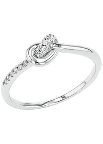 Fingerring Amor "Knoten-Optik" Gr. 60, silber (silberfarben, kristallwei&szlig;), Fingerringe, Damen, 60, Silber 925 (Sterlingsilber), 1mm, Fingerring, mit Zirkonia (synth.)