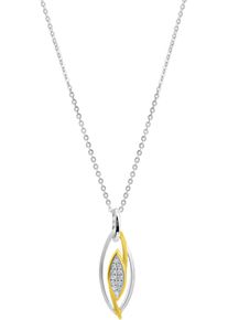 Kette mit Anh&auml;nger Firetti "Schmuck Geschenk Silber 925 Halsschmuck Halskette Ankerkette", gold (silberfarben, gelbgoldfarben, kristallwei&szlig;), Halsketten, Damen, Silber 925 (Sterlingsilber), L: 45 B: 1mm, Kette mit Anh&auml;nger, mit Zirkonia (synth.), B:1mm