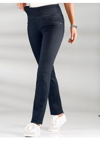 Schlupfhose Casual Looks, Damen, Gr. 46, Normalgr&ouml;&szlig;en, blau (marine), 65% Baumwolle, 33% Polyester, 2% Elasthan, unifarben, lang, Hosen Schlupfhose