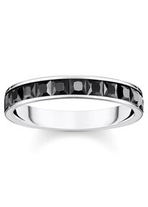 Fingerring Thomas Sabo "Steine Pav&eacute;" Gr. 58, silber (silberfarben, schwarz), Fingerringe, Damen, 58, Silber 925 (recycelt), 4mm, Fingerring, mit Zirkonia (synth.)