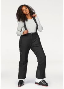 Skihose Polarino, Damen, Gr. 46, N-Gr, schwarz (skihose aus best&auml;ndigem material), Web, Obermaterial: 100% Polyester. Futter: 100% Polyester. Wattierung: 100% Polyester, lang, Hosen Skihose, mit abnehmbaren Hosentr&auml;gern