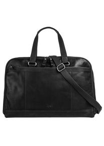 Reisetasche Sansibar, Herren, Gr. B/H/T: 50cm x 33cm x 20cm onesize, schwarz, Leder, leicht gl&auml;nzend, unifarben, Taschen Reisetasche, echt Leder