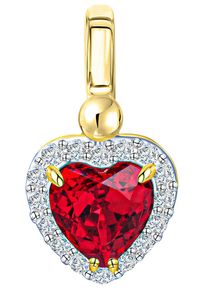 Herzanh&auml;nger Firetti "Schmuck Geschenk Gold 375 Halsschmuck Anh&auml;nger Herz", rot (gelbgoldfarben, wei&szlig;goldfarben, rot, kristallwei&szlig;, rot, kristallwei&szlig;), Schmuckanh&auml;nger, Damen, Gelbgold 375, 0,92 g, Herzanh&auml;nger, mit Zirkonia (synth.)