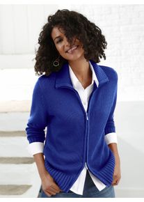 Strickjacke Casual Looks, Herren, Gr. 42, blau (royalblau), 50% Baumwolle, 50% Polyacryl, unifarben, figurumspielend, Strickjacken Strickjacke