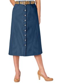 Jeansrock Inspirationen, Damen, Gr. 36, blau (blau, stone, washed), 84% Baumwolle, 15% Polyester, 1% Elasthan, unifarben, wadenlang, R&ouml;cke Jeansrock