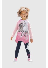 Shirt & Leggings Miss Melody, M&auml;dchen, Gr. 92/98, lila, Jersey, Obermaterial: 100% Baumwolle. Unterteil: 95% Baumwolle, 5% Elasthan, bedruckt, KOB Set-Artikel Shirt & Leggings, mit sch&ouml;nem Pferdemotiv, Topseller