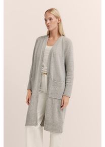 Strickjacke Bugatti, Damen, Gr. XL, grau (dunkelgrau), 80% Wolle, 20% Polyamid, unifarben, normal, Strickjacken Strickjacke, mit gro&szlig;en aufgesetzten Taschen