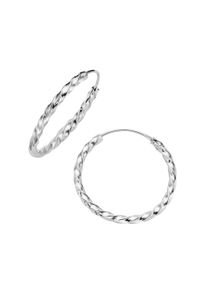 Paar Creolen Firetti "Schmuck Geschenk Silber 925 Ohrschmuck Ohrringe gekordelt strukturiert", silberfarben, Ohrringe, Damen, 25mm, Silber 925 (Sterlingsilber), Paar Creolen