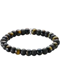 Armband Thomas Sabo "Bead Armband" Gr. 21, silber (silberfarben, schwarz, blau, braun, schwarz, blau, braun), Armb&auml;nder, Damen, 21, Silber 925 (recycelt), Armband, mit Obsidian, Tigerauge