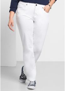 Stretch-Hose sheego, Damen, Gr. 46, Normalgr&ouml;&szlig;en, wei&szlig;, 97% Baumwolle, 3% Elasthan, unifarben, Hosen Stretch-Hose