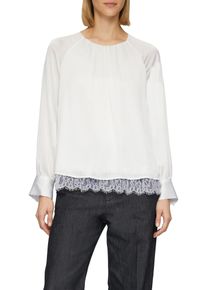 Langarmbluse s.Oliver BLACK LABEL, Damen, Gr. 44, beige (ecru), Obermaterial: 100% Polyester, Strukturmuster, regular fit taillenbedeckt, Rundhals, Manschette, Blusen Langarmbluse, mit leichter Rippstruktur