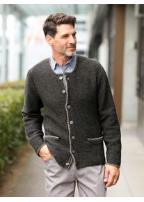 Strickjacke Marco Donati, Herren, Gr. 56/58, grau (graphit, meliert), 100% Wolle, unifarben, Strickjacken Strickjacke