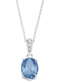 Kette mit Anh&auml;nger Amor "2022073", blau (silberfarben, blau, kristallwei&szlig;), Halsketten, Damen, Silber 925 (Sterlingsilber), L: 45, Kette mit Anh&auml;nger, mit Spinell (synth.), Zirkonia (synth.)