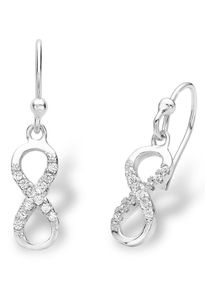 Paar Ohrhaken Amor "Infinity/ Unendlichkeitsschleife", bunt (silberfarben, wei&szlig;, kristallwei&szlig;), Ohrringe, Damen, Silber 925 (Sterlingsilber), Paar Ohrhaken, mit Zirkonia (synth.)