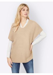 Pullunder Heine "Pullunder", Damen, Gr. 50, beige (elfenbein), 100% Polyacryl, unifarben, Pullover Pullunder