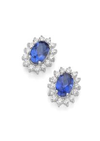Paar Ohrstecker Smart Jewel "Ohrstecker elegant, farbige Steine und wei&szlig;e Zirkonia, Silber 925", blau, Ohrringe, Damen, Silber 925 (Sterlingsilber), Paar Ohrstecker