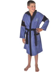 W&ouml;rner Kinderbademantel W&Ouml;RNER "Motorrad jeans" Gr. 152, blau, L:90cm, Baumwolle, Hausm&auml;ntel, Kinderbademantel, mit Stickerei, mit Taschen, maschinenwaschbar, trocknergeeignet