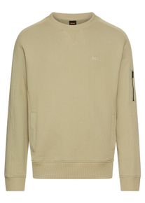 Sweatshirt BOSS Orange "We mixed", Herren, Gr. M, gr&uuml;n (open gr&uuml;n370), Sweatware, Obermaterial: 66% Baumwolle, 34% Polyester, unifarben, regular fit h&uuml;ftlang, Rundhals, B&uuml;ndchen, Sweatshirts Sweatshirt, mit &Auml;rmeltasche und Eingrifftaschen