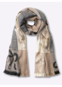 Modeschal Heine, Damen, beige (puder), Viskose, gemustert, Modet&uuml;cher Modeschal