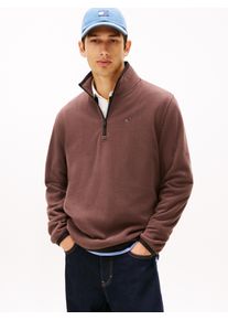 Fleecepullover Tommy Jeans "TJM FLAG POLAR FLEECE", Herren, Gr. M, schwarz walnut, Fleece, Obermaterial: 100% Polyester, regular fit, B&uuml;ndchen, Sweatshirts Fleecepullover, normale Passform, Troyer