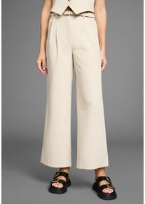 Bundfaltenhose Laura Scott, Damen, Gr. 46, N-Gr, beige, Web, Obermaterial: 80% Polyester, 16% Viskose, 4% Elasthan, unifarben, figurumspielend kn&ouml;chelfrei, Hosen Bundfaltenhose, mit weitem Bein, Topseller