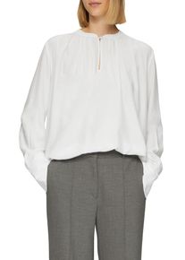 Langarmbluse s.Oliver BLACK LABEL, Damen, Gr. 34, beige (ecru), Obermaterial: 100% Viskose, unifarben, regular fit taillenbedeckt, ohne Ausschnitt, Manschette, Blusen Langarmbluse, mit leichter Raffung am Kragen