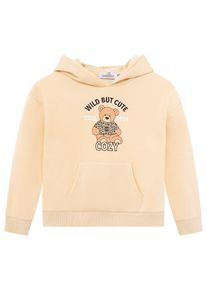 Hoodie Zwillingsherz "Wild But Cute", M&auml;dchen, Gr. 134/140, beige, Sweatware, Obermaterial: 80% Polyester, 20% Baumwolle, Sweatshirts Hoodie, Mini-Me,mit niedlichem Teddyb&auml;r und selbstbewusstem Slogan