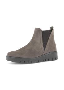 Chelseaboots Gabor "DAVOS", Damen, Gr. 38,5, beige (taupe), Elastischer Einsatz, Veloursleder, unifarben, Basic, Schuhe Chelseaboots, Keilboots, Ankleboots in Komfortweite H (= sehr weit)