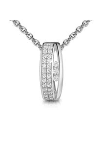 Kette mit Anh&auml;nger Firetti "Schmuck Geschenk Silber 925 Halsschmuck Halskette Ankerkette", silberfarben, kristallwei&szlig;, Halsketten, Damen, Silber 925 (Sterlingsilber), L: 45 B: 1,1mm, Kette mit Anh&auml;nger, Made in Germany - mit Zirkonia (synth.), B:1,1mm